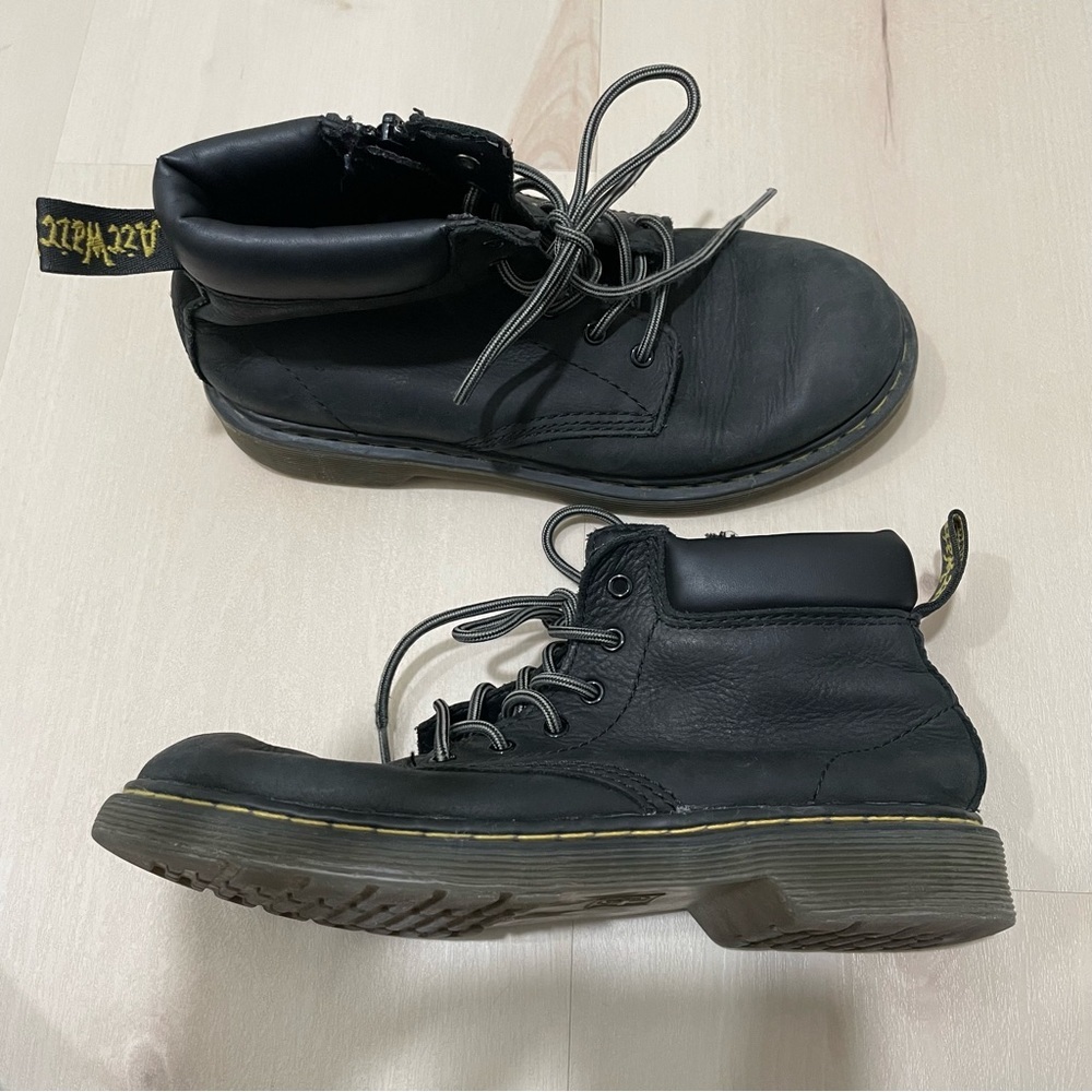 Dr. Martens Kids Boots Padley Black Size 3 Youth Zipper Lace Up Leather